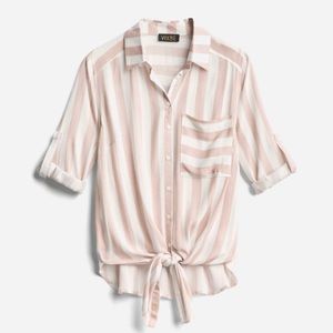 Stiped Tie Front Top